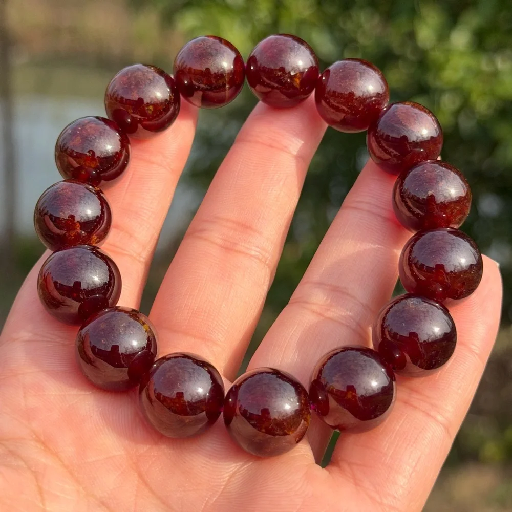14.5mm‎ stretchable high quality red garnet bracelet 1098